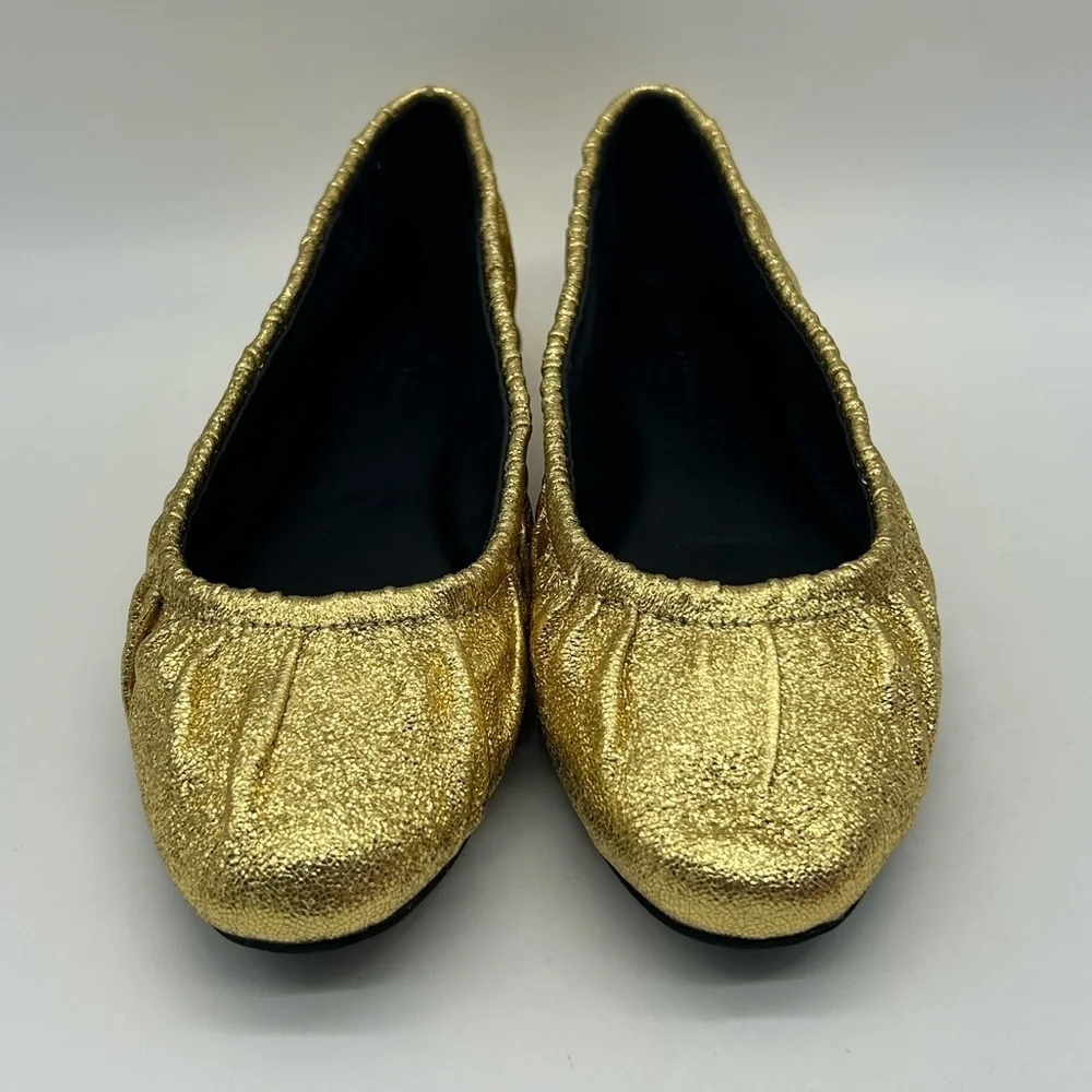 Rebecca Minkoff Ruched Gold Metallic Women's Ballet Flats Size 9.5 NEW With Box